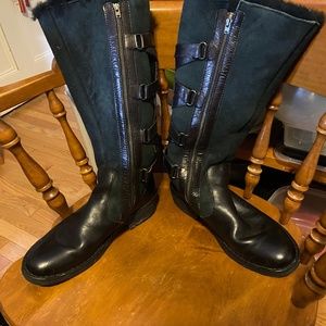 Bjorn Womens Fur Lined  Black Leather Boots size 9.5/41